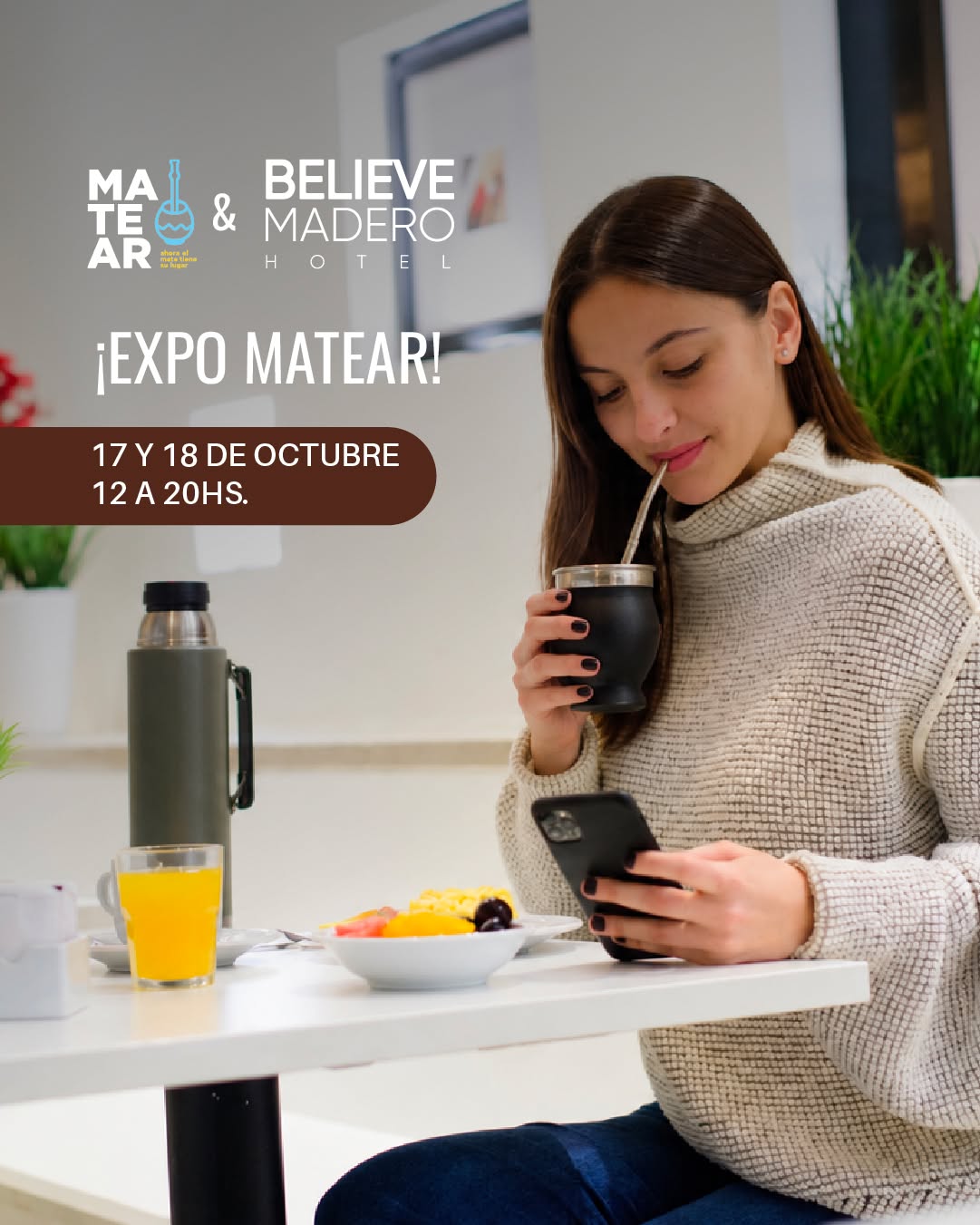 Hay pocas cosas más argentinas que armar un mate y sentarse a charlar. 🧉
Este mes, Expo MATEAR suma una excusa más para venir a Buenos Aires.
Y nosotros ya tenemos dónde hacer base.
Believe Madero.